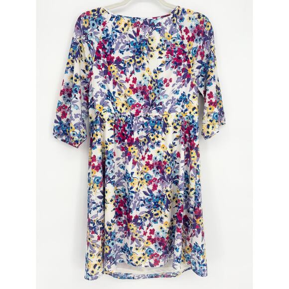 Old Navy White Floral Scoop Neck Knee Length Dress Size XXL - Picture 4 of 5